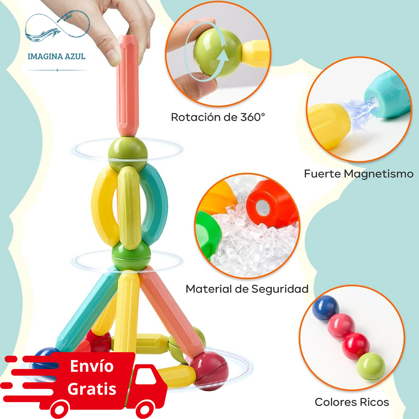 Juguete de bloques magnéticos 36 PCS - Creatividad Ilimitada - ¡¡¡Niñ@s más Felices!!!