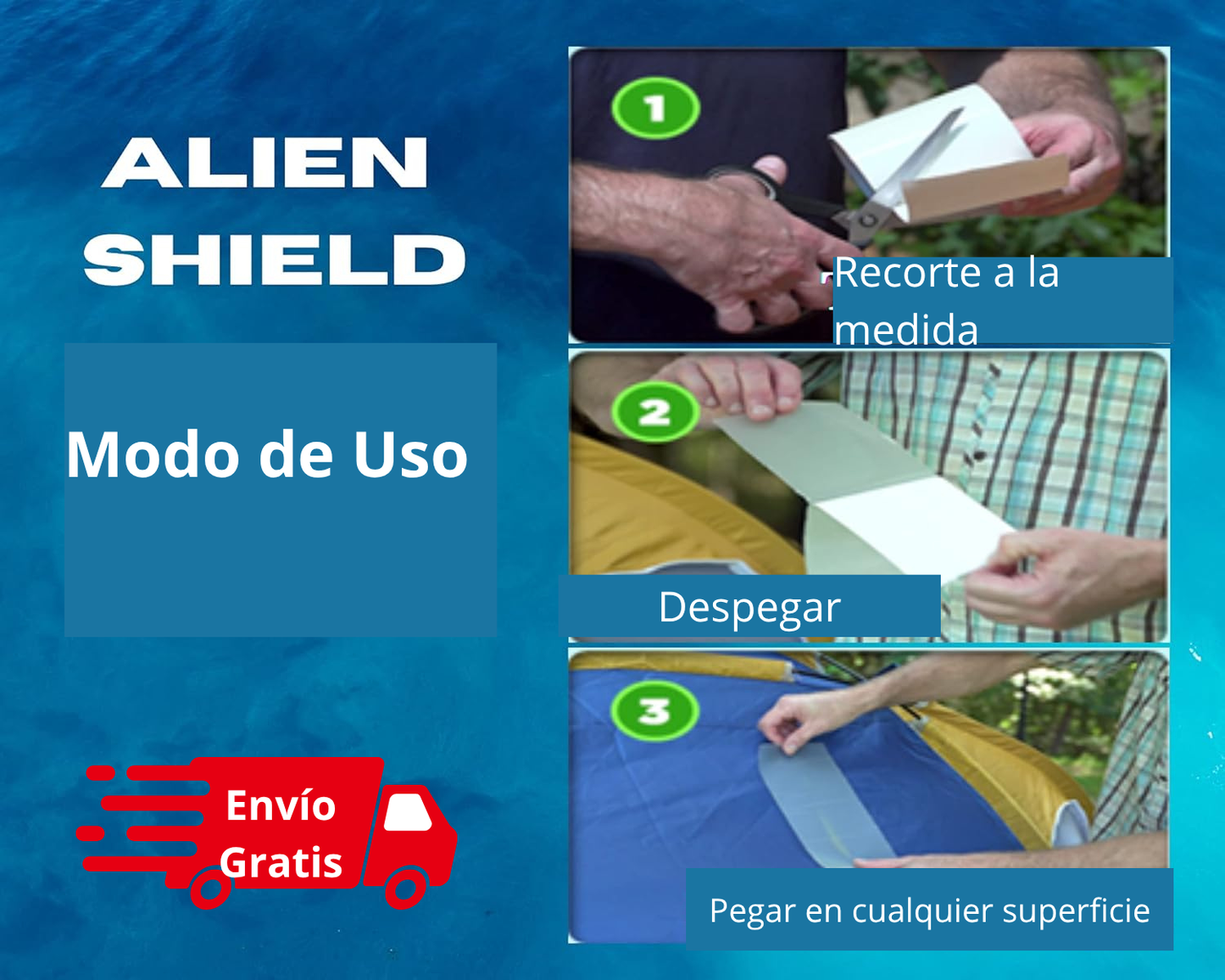 ALIEN SHIELD 3 ROLLOS - Cinta de Sellado Transparente, Impermeable,  para Reparar desgarros, Grietas y Fugas