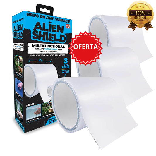 ALIEN SHIELD 3 ROLLOS - Cinta de Sellado Transparente, Impermeable,  para Reparar desgarros, Grietas y Fugas