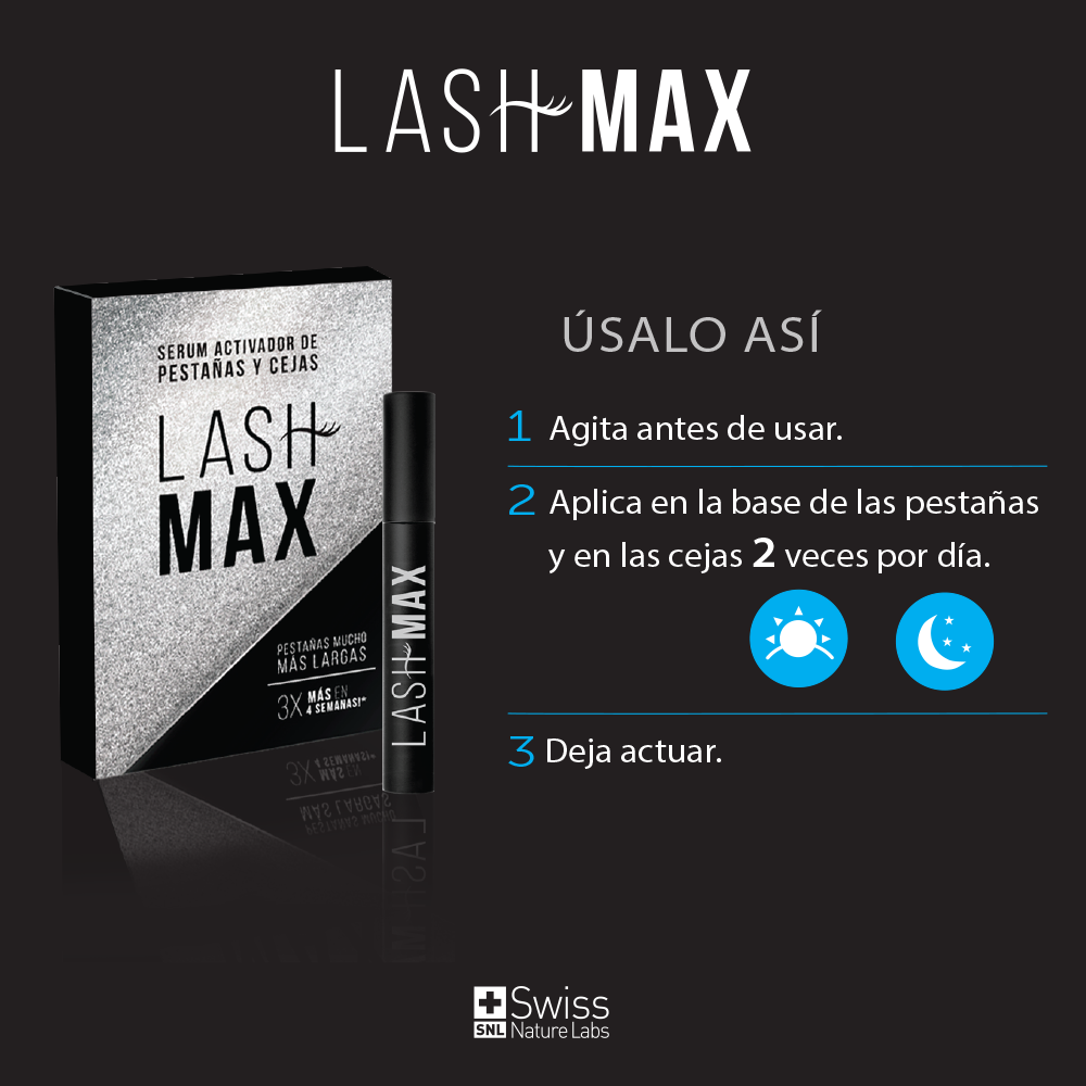 LashMax Serum Crecimiento Triplica tu Volumen de Pestañas y Cejas en 4 semanas