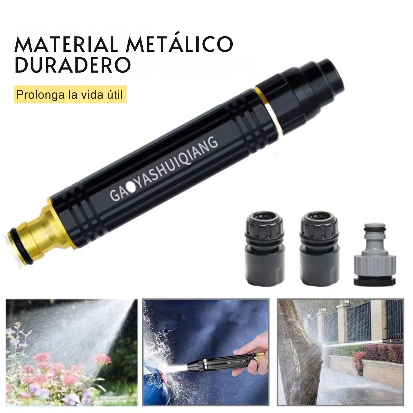 Pistola de Lavado - Convierte tu Manguera en un Hidrolavador Portátil (3 Jets Incluidos)