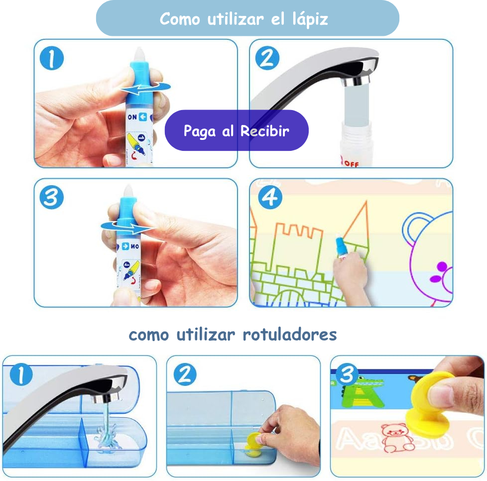 ALFOMBRA🖍️ PIZARRÓN MÁGICO DE AGUA MONTESSORI