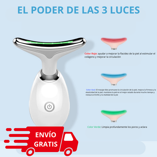 Masajeador Reductor de Papada - Tecnología de vibración, calor y luz LED para un cuello firme y un contorno definido