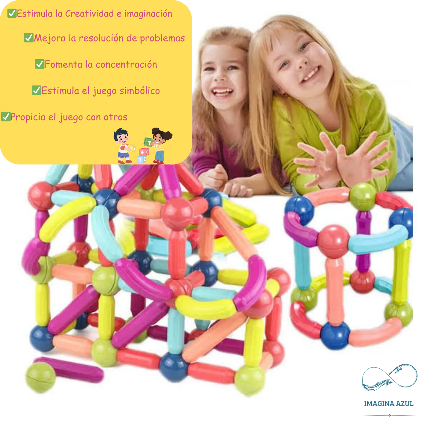 Juguete de bloques magnéticos 36 PCS - Creatividad Ilimitada - ¡¡¡Niñ@s más Felices!!!